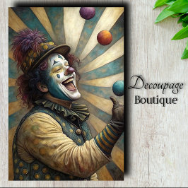 Jubitant Circus Clown Decoupage Seidenpapier