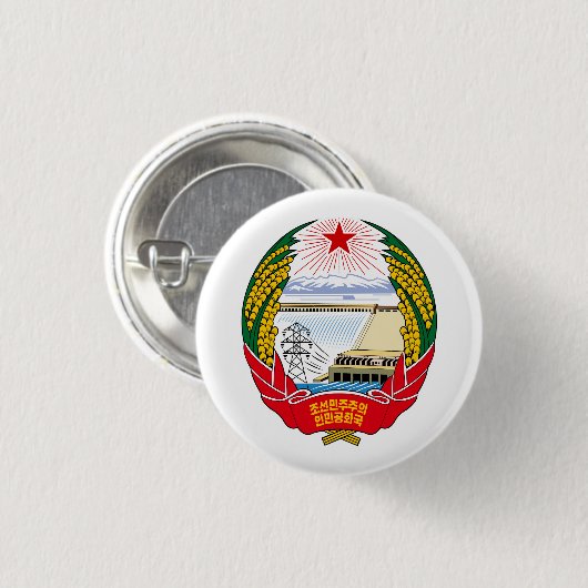 Juche Emblem DPRK Nordkorea sozialistischer Button (Vorne & Hinten)