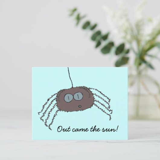 juckende Spinne Postkarte (Stehend Vorderseite)