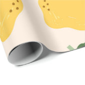 Juckgelbe Zitronen, grüne Blätter. Frische, lecker Geschenkpapier (Rolleneckpunkt)