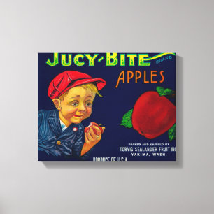 Jucy Biss-Apple-Kiste LabelYakima, WA Leinwanddruck
