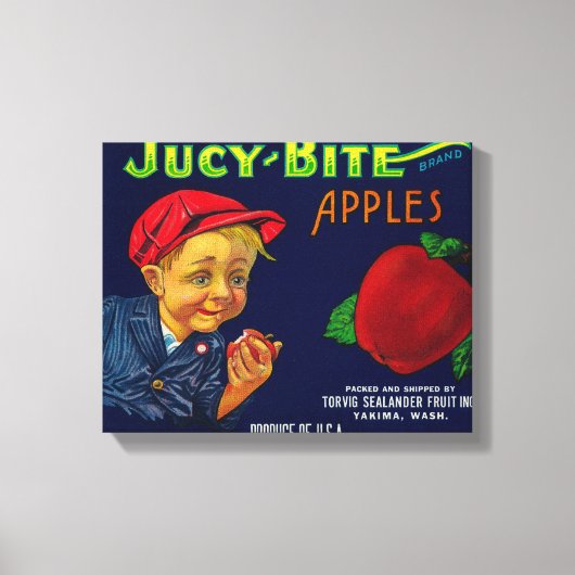 Jucy Bite Apple Crate LabelYakima, WA Leinwanddruck (Vorderseite)