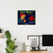 Jucy Bite Apple Crate LabelYakima, WA Poster (Heimbüro)