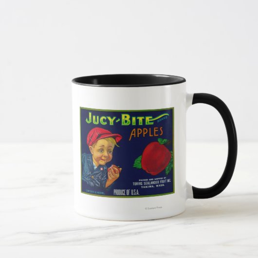 Jucy Bite Apple Crate LabelYakima, WA Tasse (Rechts)