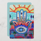 JUDAIC HAMSA BAT BAR MITZVAH EINLADUNG (Vorne/Hinten)