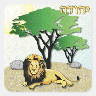 Judaica 12 Stämme Israel Juda Quadratischer Aufkleber