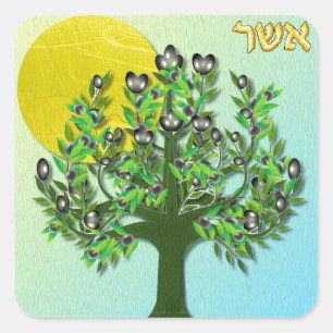 Judaica 12 Stämme Israels Ascher Quadratischer Aufkleber