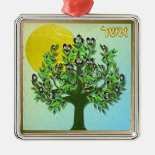 Judaica 12 Stämme Israels Ascher Silbernes Ornament