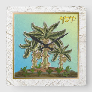 Judaica 12 Stämme Israels Joseph Quadratische Wanduhr