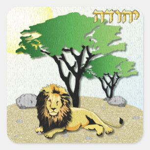 Judaica 12 Stämme Israels Juda Quadratischer Aufkleber