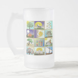 Judaica 12 Stämme Israels Kunstprint Mattglas Bierglas