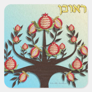 Judaica 12 Stämme Israels Ruben Quadratischer Aufkleber