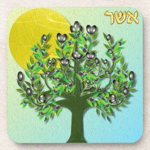 Judaica 12 Tribes Israel Asher Getränkeuntersetzer