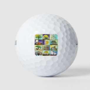 Judaica 12 Tribes of Israel Art Print Golfball