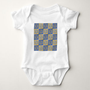 Judaica Davidstern Metall Gold Blau Baby Strampler
