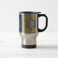 Judaica Davidstern Metall Gold Blau