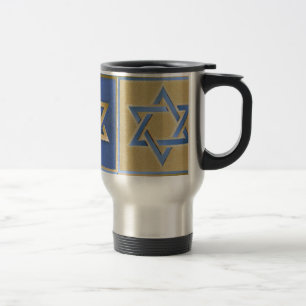 Judaica Davidstern Metall Gold Blau Reisebecher