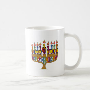 Judaica Frohes Chanukka Dreidel Menora Kaffeetasse