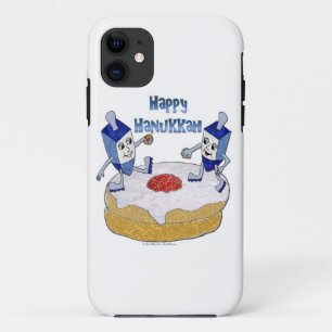 Judaica Frohes Chanukka Tänzerische Dreidels Donut iPhone 11 Hülle