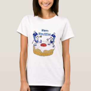 Judaica Frohes Chanukka Tänzerische Dreidels Donut T-Shirt