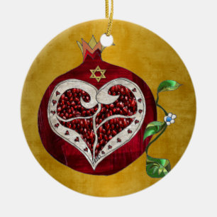 Judaica, Granatapfel, Granatapfel+Herz, Chanukka,  Keramik Ornament