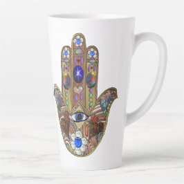 Judaica Hamsa Hearts Flowers Opal Art Print Milchtasse