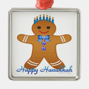 Judaica Hanukkah Lebkuchenmann Menora Ornament Aus Metall