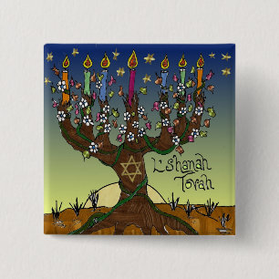 Judaica L'shanah Tovah Baum Des Lebens Geschenke B Button