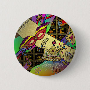 Judaica Purim Esther Feier Kunst Druck Button
