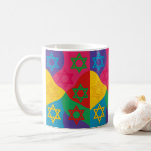 Judaica-Tassen - Jüdische Sterne - Farbige Geschen Kaffeetasse