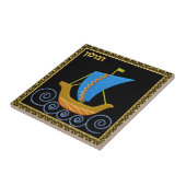 Judaika 12 Stämme Israel-Keramik-Fliese - Zvulun Fliese (Seite)