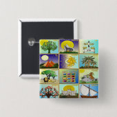 Judaika 12 Stämme von Israel Art Panels Button (Vorne & Hinten)