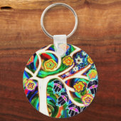 Judaika Hamsa Elfenbeinbaum Schlüsselanhänger (Vorderseite)