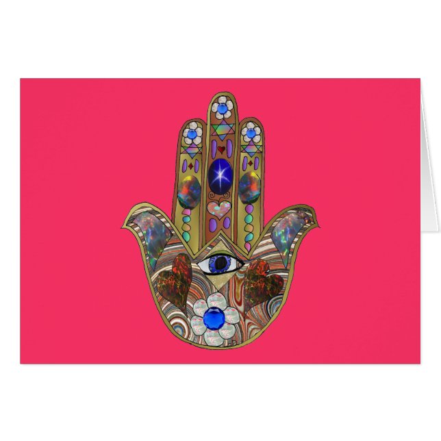 Judaika Hamsa Hört Blume Opal Art Print (Vorderseite (Horizontal))