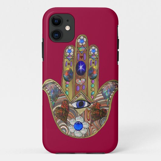 Judaika Hamsa Hört Blume Opal Art Print Case-Mate iPhone Hülle (Rückseite)