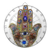 Judaika Hamsa Hört Blume Opal Art Print Dartscheibe (vorne)