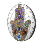 Judaika Hamsa Hört Blume Opal Art Print Dartscheibe (Vorderseite rechts)
