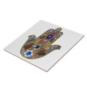 Judaika Hamsa Hört Blume Opal Art Print Fliese (Seite)