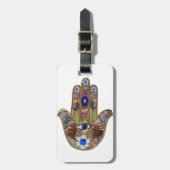Judaika Hamsa Hört Blume Opal Art Print Gepäckanhänger (Vorderseite vertikal)