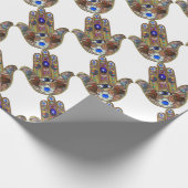 Judaika Hamsa Hört Blume Opal Art Print Geschenkpapier (Ecke)