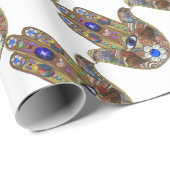 Judaika Hamsa Hört Blume Opal Art Print Geschenkpapier (Rolleneckpunkt)