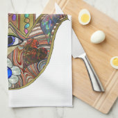 Judaika Hamsa Hört Blume Opal Art Print Geschirrtuch (Viertel Falte)