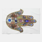 Judaika Hamsa Hört Blume Opal Art Print Geschirrtuch (Horizontal)