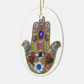 Judaika Hamsa Hört Blume Opal Art Print Keramik Ornament (Links)