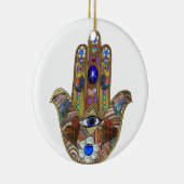 Judaika Hamsa Hört Blume Opal Art Print Keramikornament (Rechts)