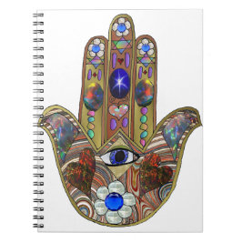 Judaika Hamsa Hört Blume Opal Art Print Notizblock