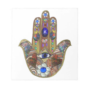 Judaika Hamsa Hört Blume Opal Art Print Notizblock
