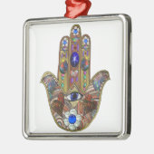 Judaika Hamsa Hört Blume Opal Art Print Ornament Aus Metall (Links)