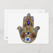 Judaika Hamsa Hört Blume Opal Art Print Postkarte (Vorne/Hinten)
