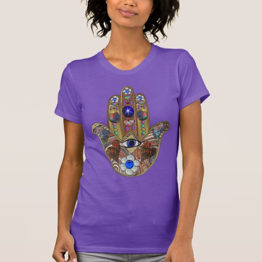 Judaika Hamsa Hört Blume Opal Art Print T-Shirt (Vorderseite)